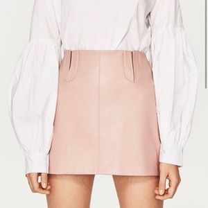 Zara Trafacluc Faux Leather Blush Pink Mini Skirt